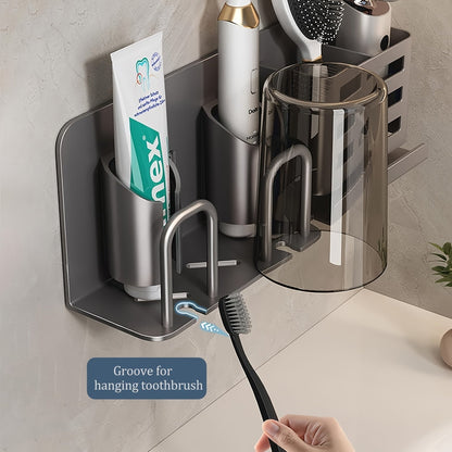 BristleHub Wall Mounted Toothbrush Holder Aluminum Bathroom Organizer