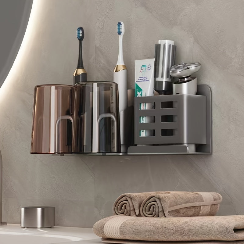 BristleHub Wall Mounted Toothbrush Holder Aluminum Bathroom Organizer