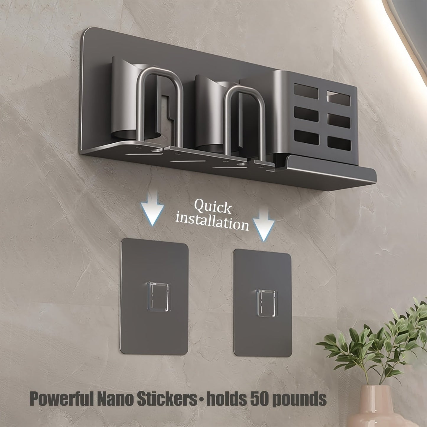 BristleHub Wall Mounted Toothbrush Holder Aluminum Bathroom Organizer