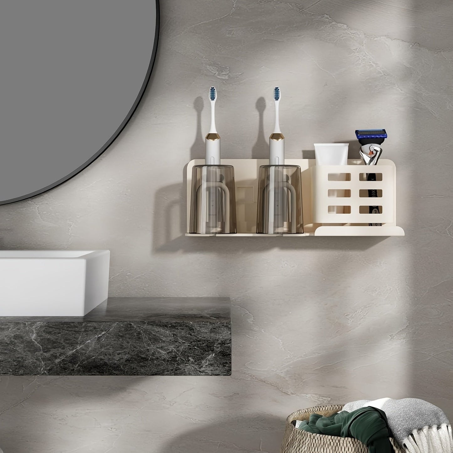 BristleHub Wall Mounted Toothbrush Holder Aluminum Bathroom Organizer