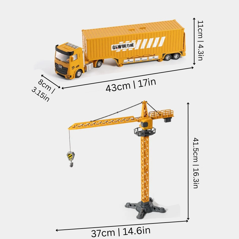BrixBuddy 2 in 1 Construction Truck Toy with Mini Vehicles and Playset