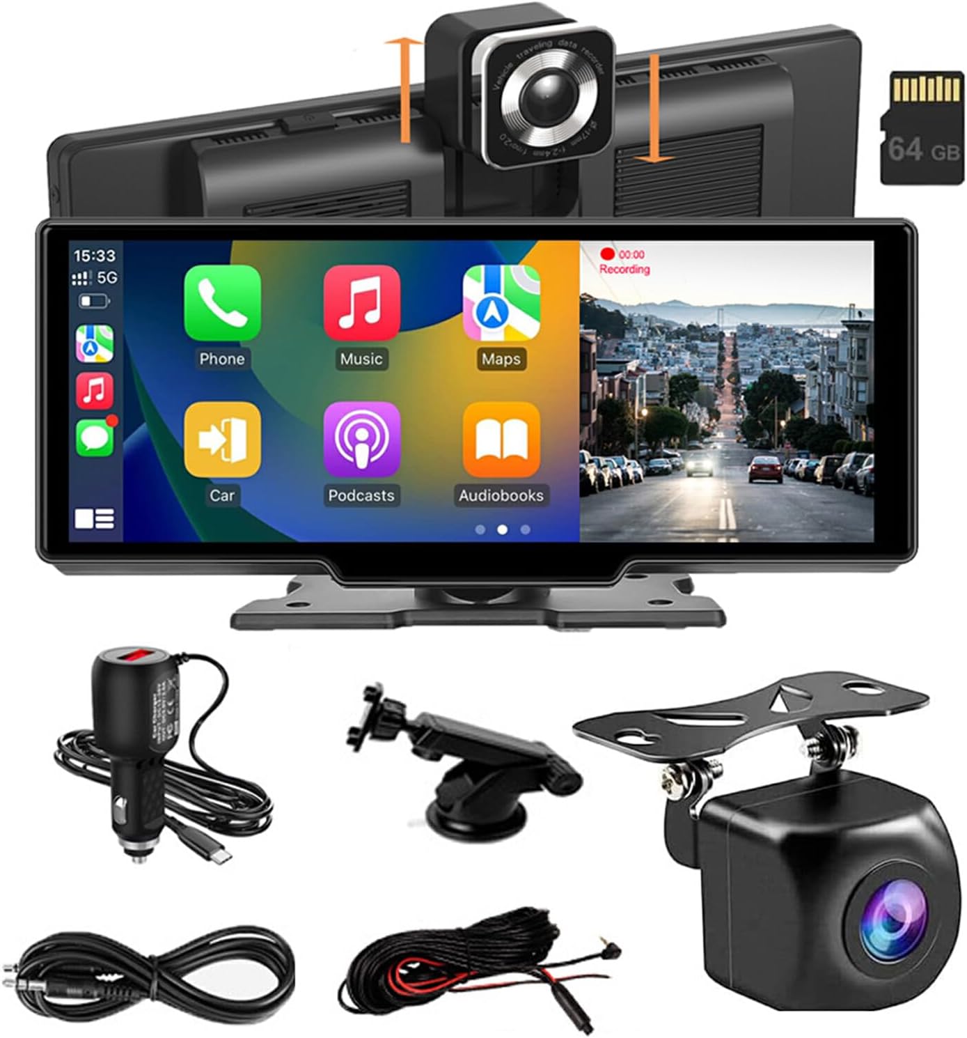 CarVision Pro Smart Car Display with CarPlay Android Auto and Dash Camera
