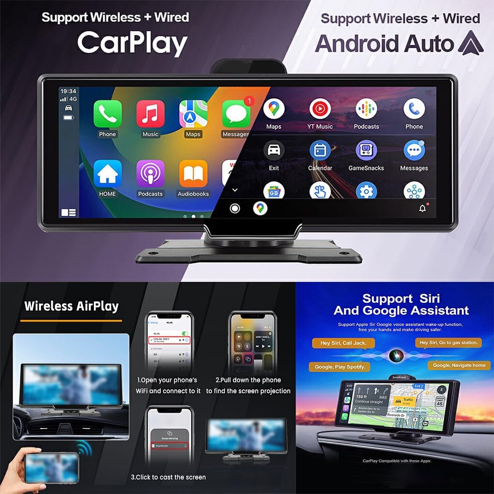 CarVision Pro Smart Car Display with CarPlay Android Auto and Dash Camera