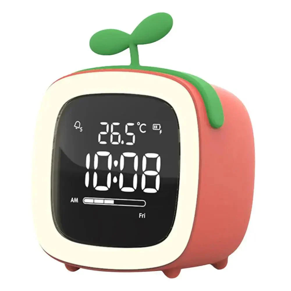 Cartoon Bunny LED Alarm Clock with Night Light Rechargeable Digital Bedside Clock
