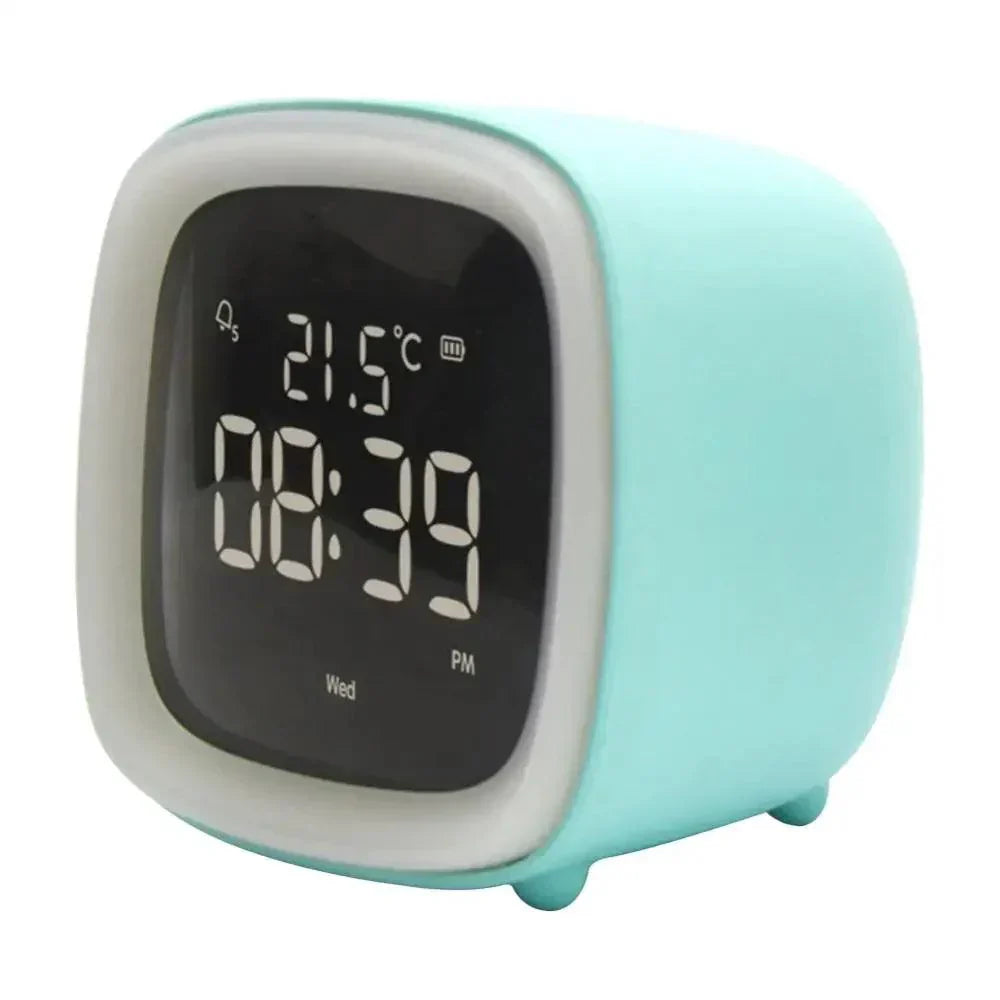 Cartoon Bunny LED Alarm Clock with Night Light Rechargeable Digital Bedside Clock