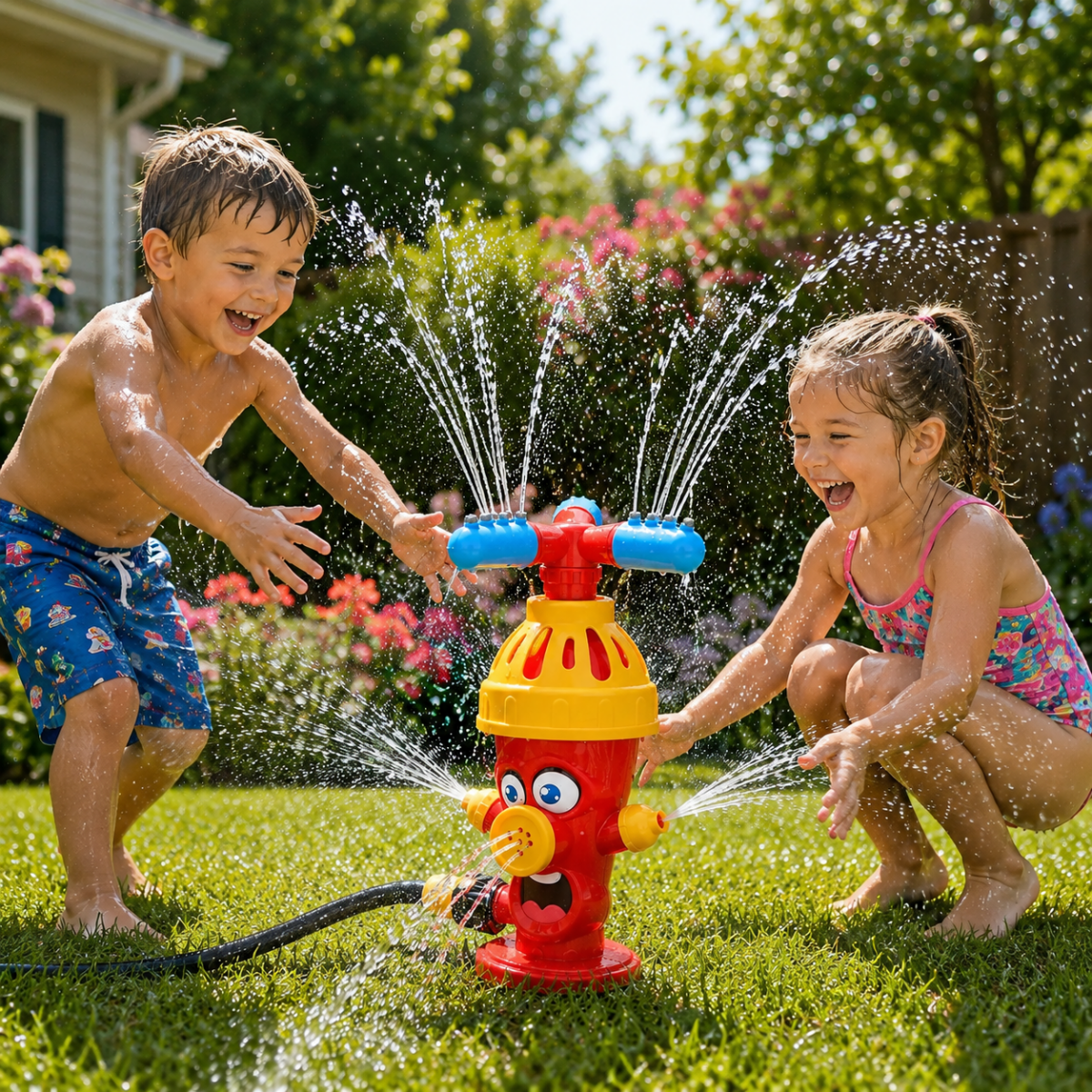 Cartoon Hydrant Water Sprinkler for Outdoor Summer Play