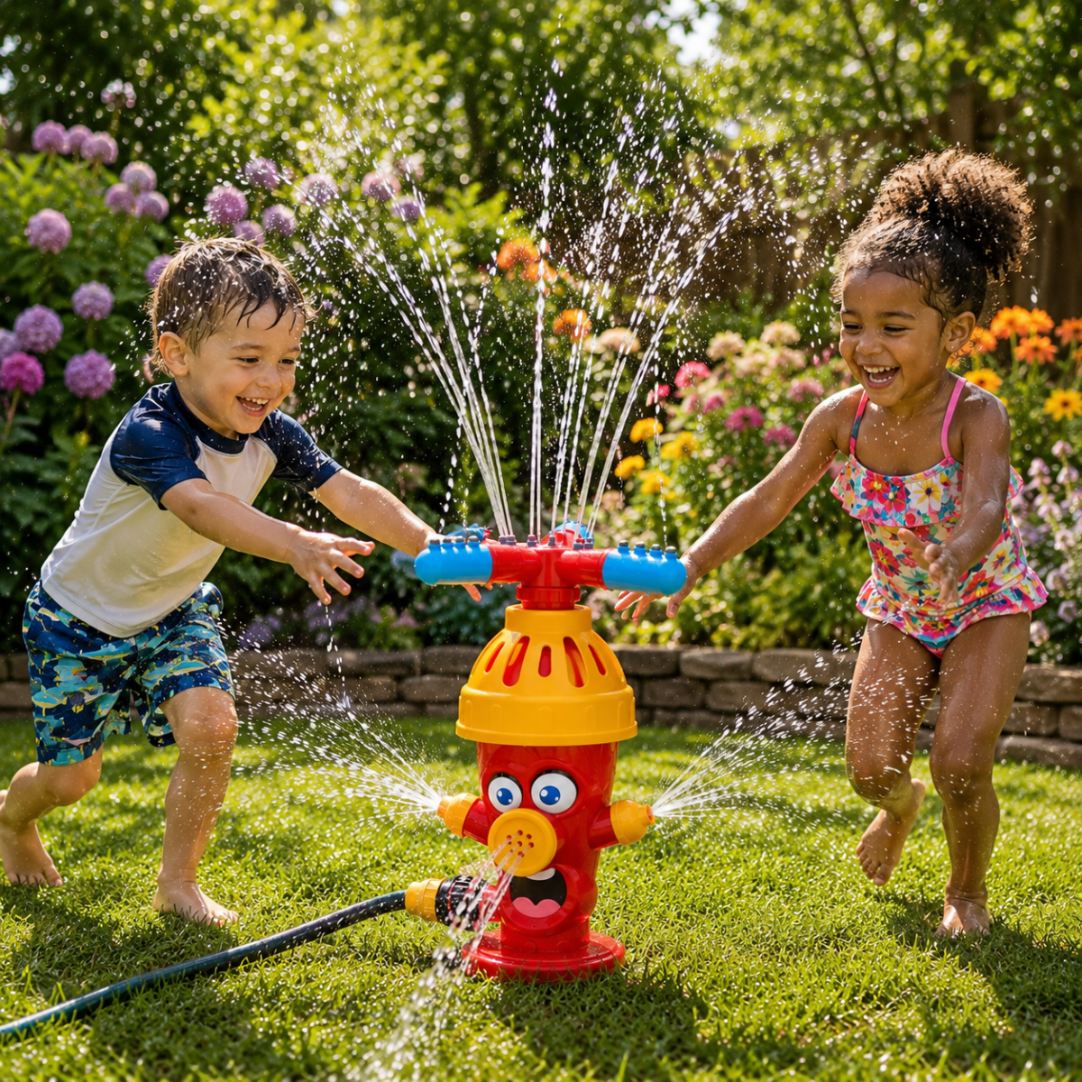 Cartoon Hydrant Water Sprinkler for Outdoor Summer Play