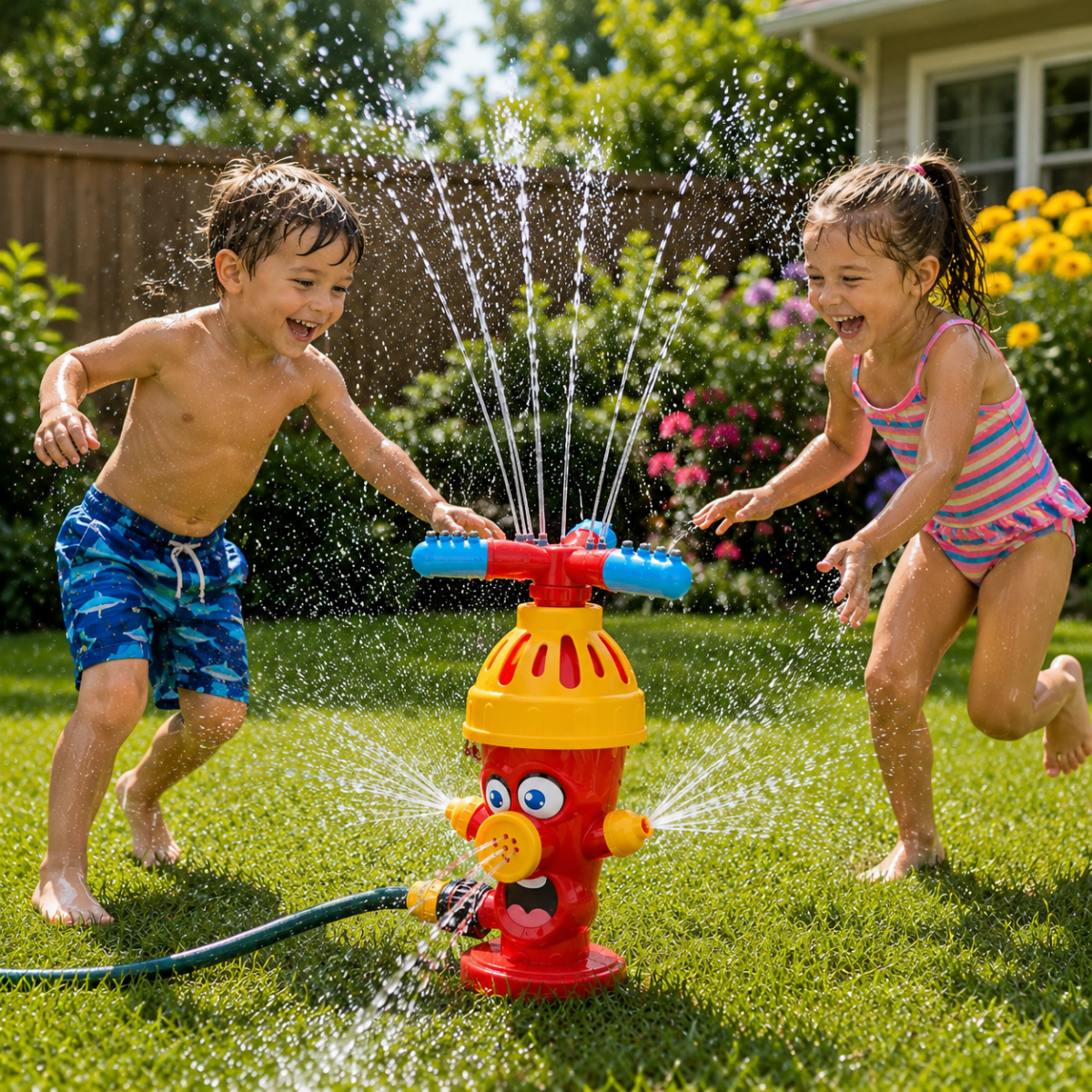 Cartoon Hydrant Water Sprinkler for Outdoor Summer Play