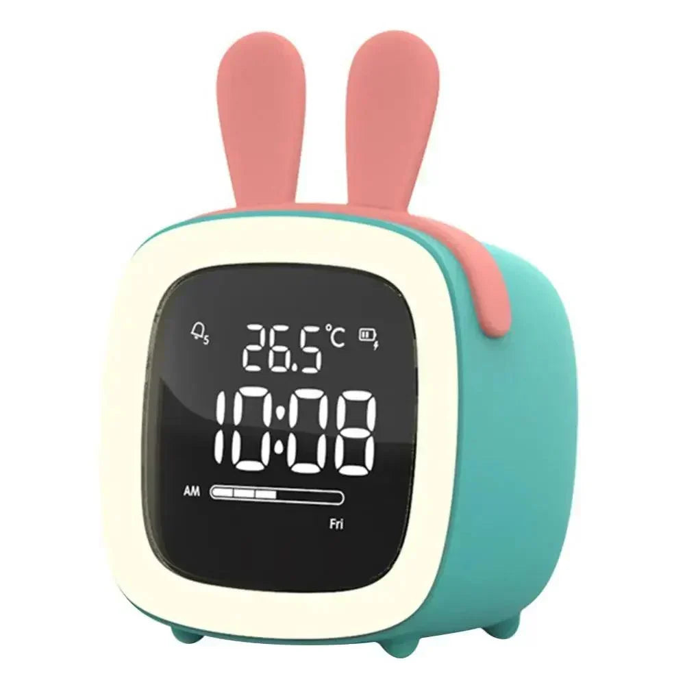 Cartoon Rabbit Alarm Clock with LED Night Light and Digital Display