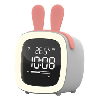 Cartoon Rabbit Alarm Clock with LED Night Light and Digital Display