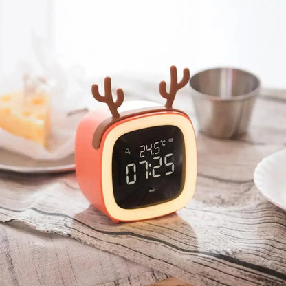 Cartoon Rabbit Alarm Clock with LED Night Light and Digital Display