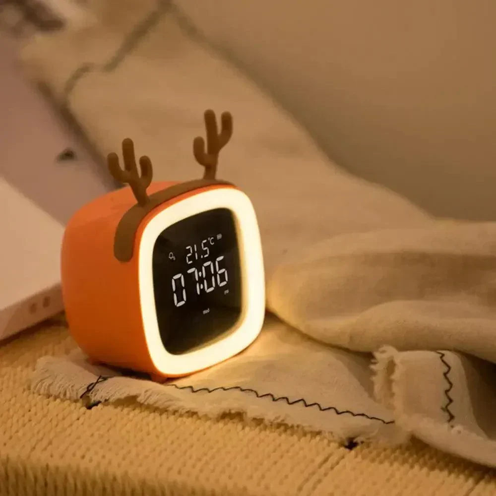 Cartoon Rabbit Alarm Clock with LED Night Light and Digital Display
