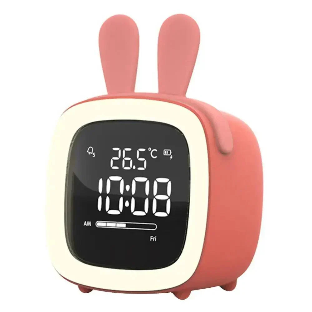 Cartoon Rabbit Alarm Clock with LED Night Light and Digital Display