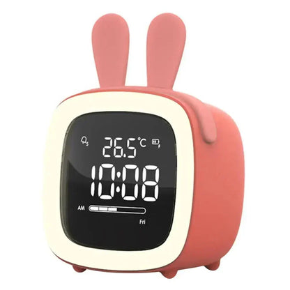 Cartoon Rabbit Alarm Clock with LED Night Light and Digital Display