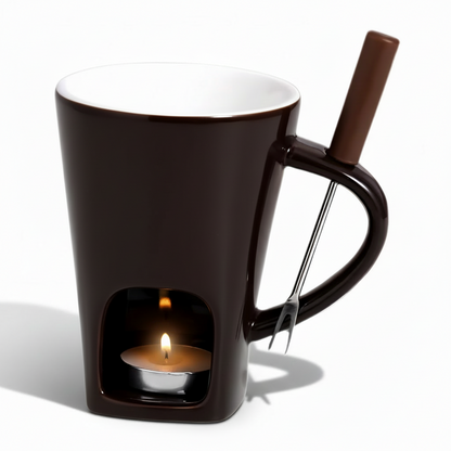 Set per fonduta in ceramica, riscaldato da candela, per cioccolato, formaggio e dessert