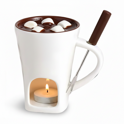 Set per fonduta in ceramica, riscaldato da candela, per cioccolato, formaggio e dessert