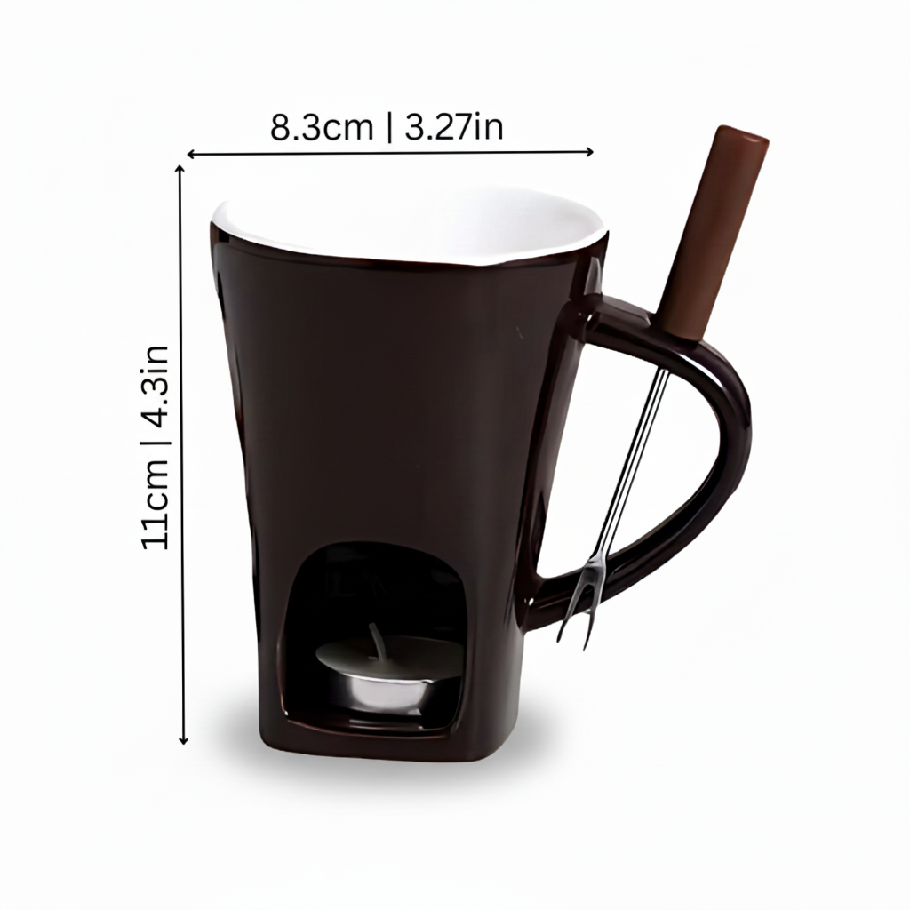 Set per fonduta in ceramica, riscaldato da candela, per cioccolato, formaggio e dessert