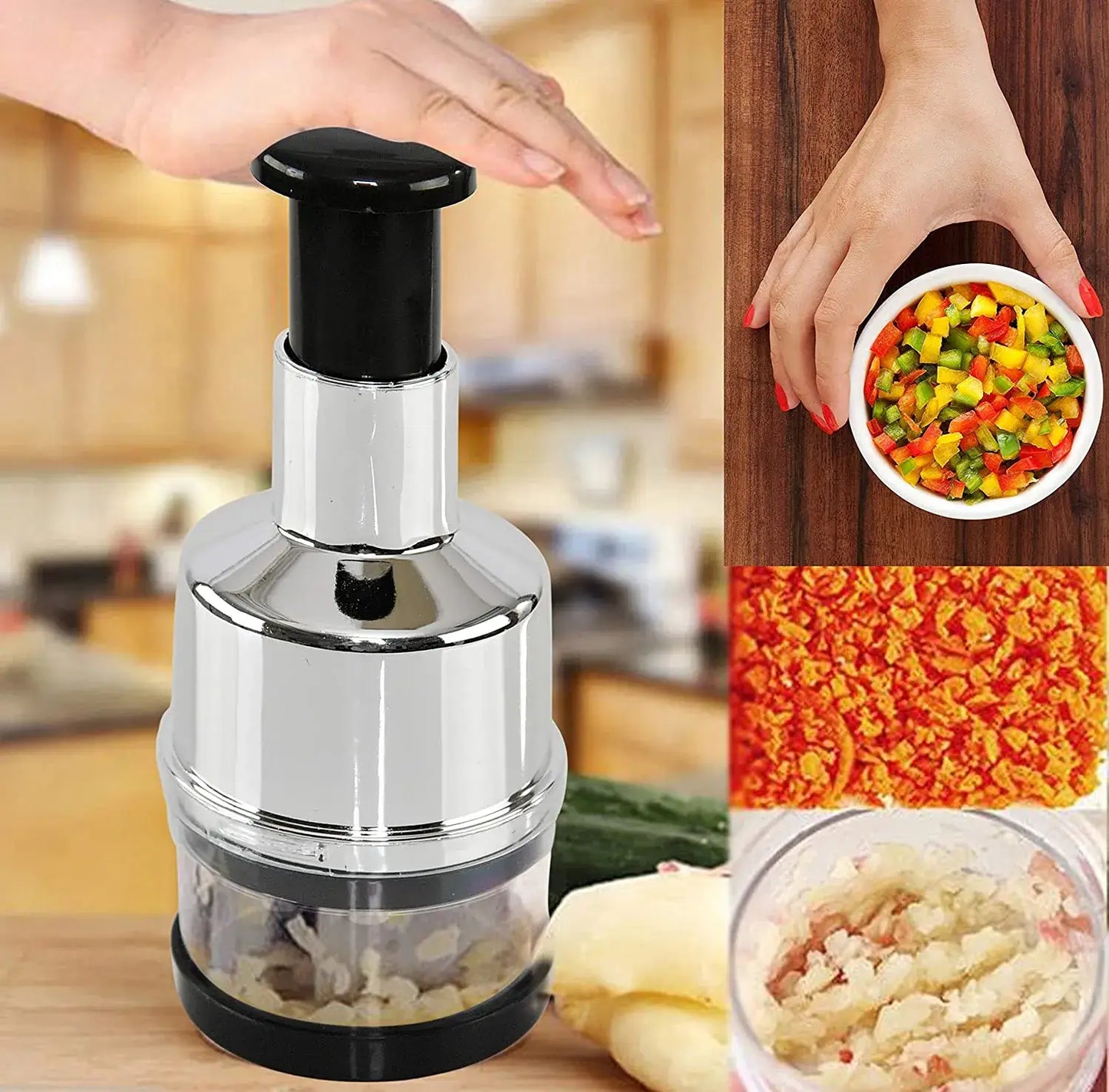 ChefChop Pro Manual Vegetable Chopper with Stainless Steel Blades
