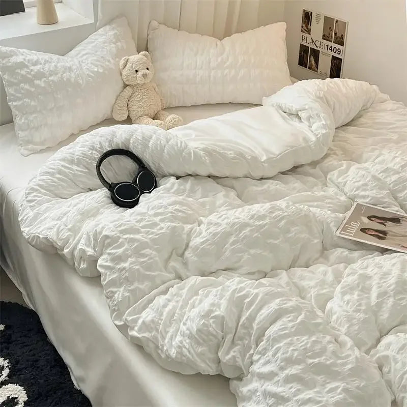 ChicParis Seersucker Bedding Set Soft Lightweight Duvet Cover