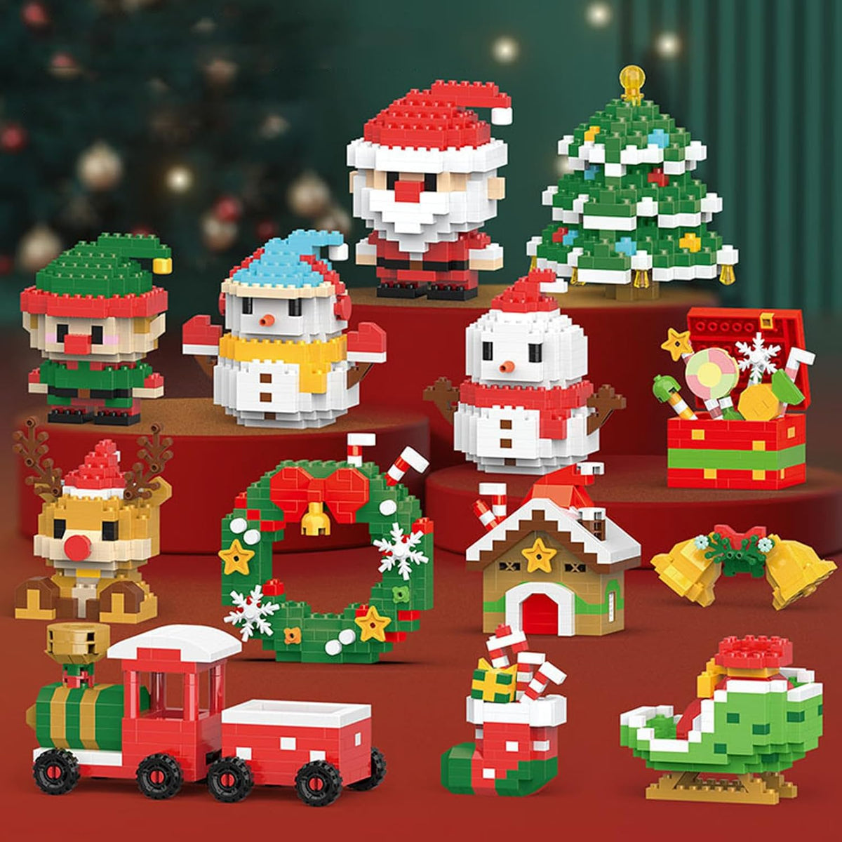 Christmas Building Block Set with 12 Festive Figures