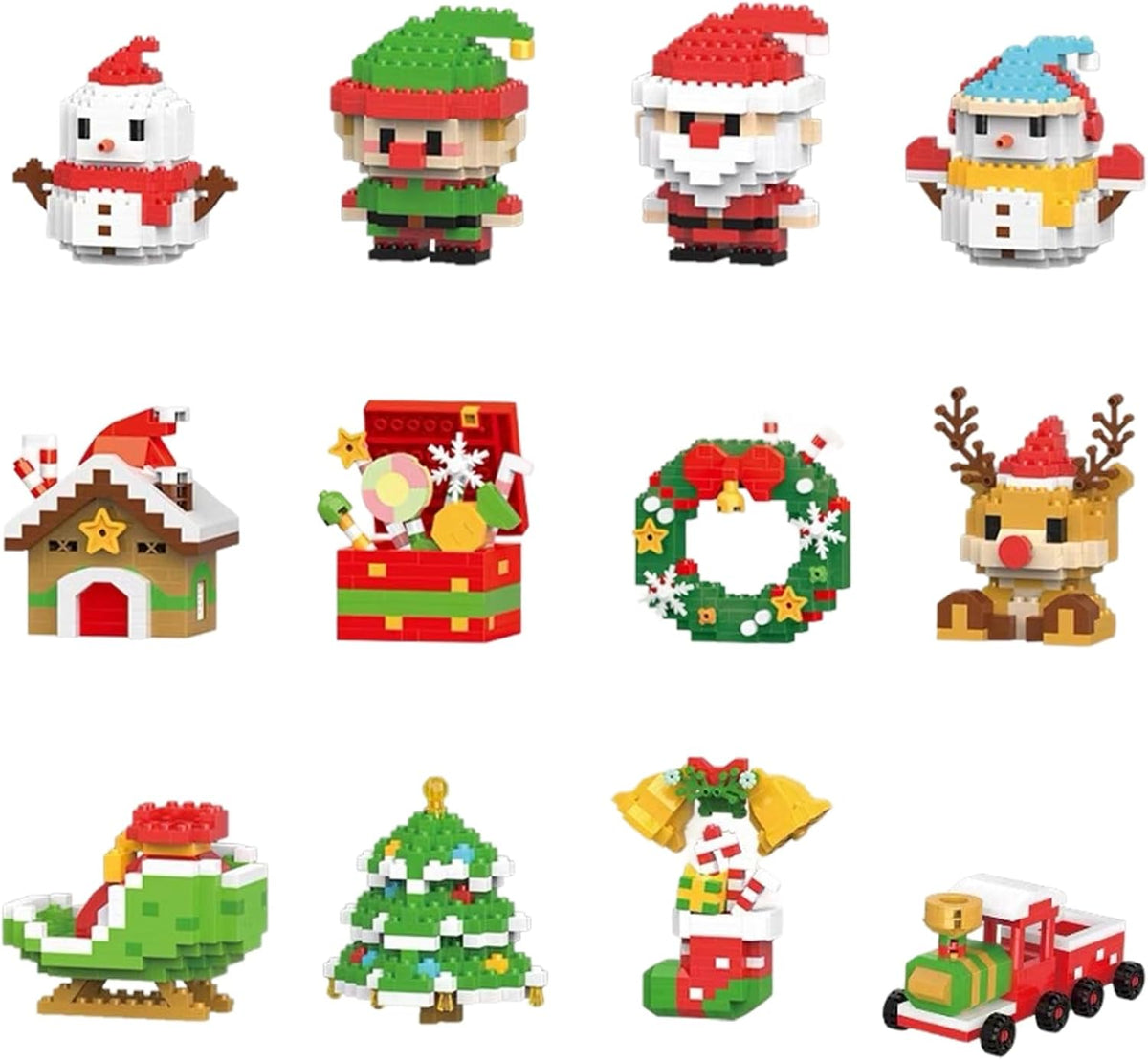 Christmas Building Block Set with 12 Festive Figures