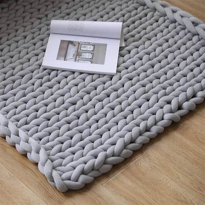 Chunky Knit Weighted Throw Blanket Handmade Cozy Home Blanket