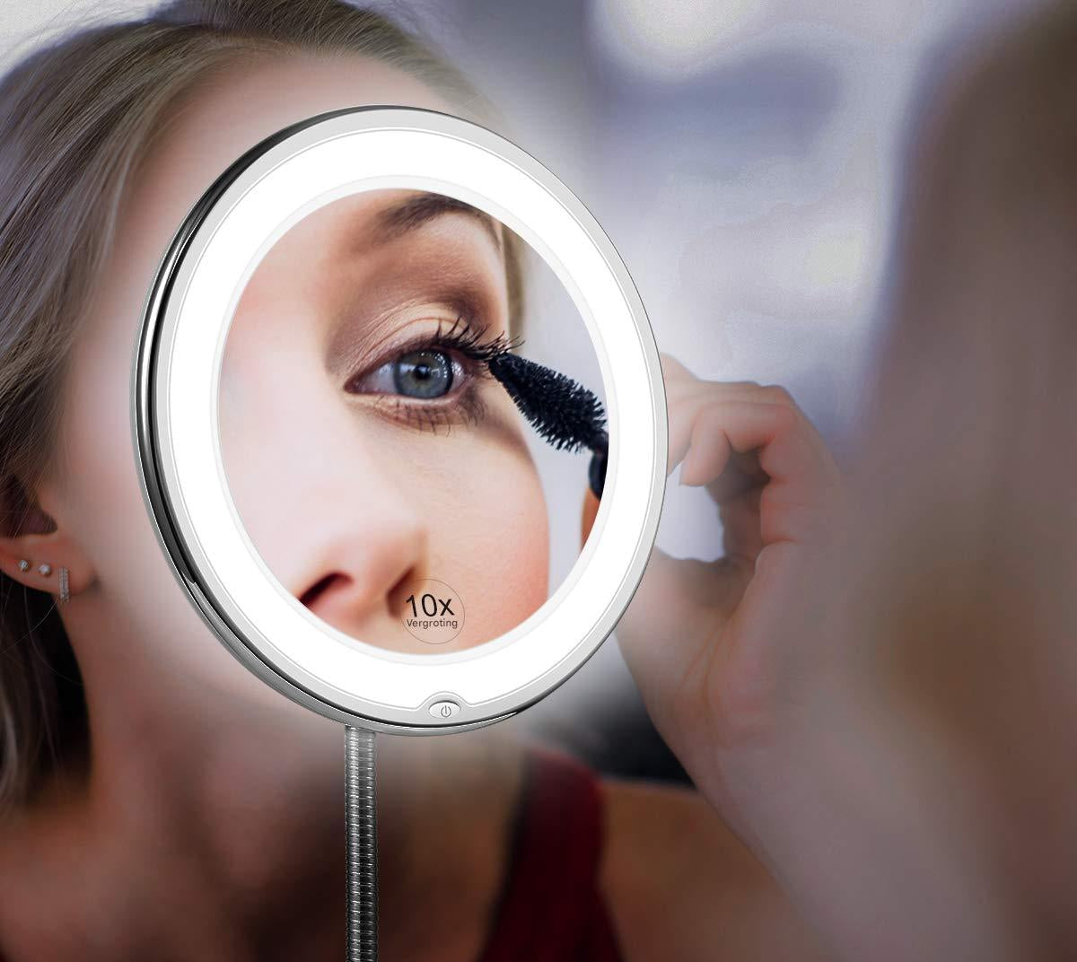 Claravue LED Magnifying Mirror 10x with Flexible Gooseneck