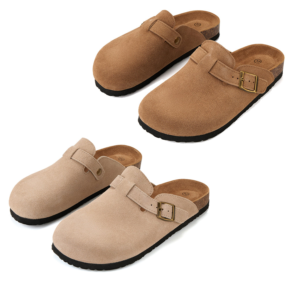 Classic Closed-Toe Cork Sandals with Adjustable Buckle Strap and Non-Slip Sole