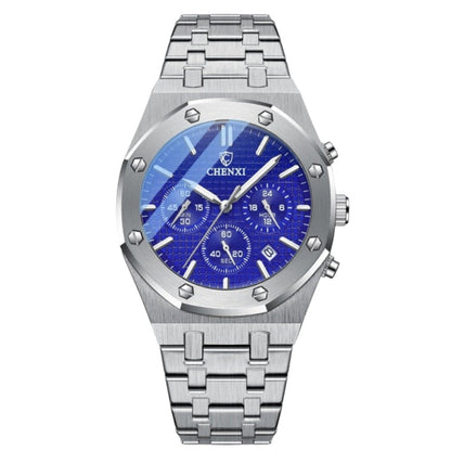 Classic Round Dial Watch with Adjustable Steel Strap
