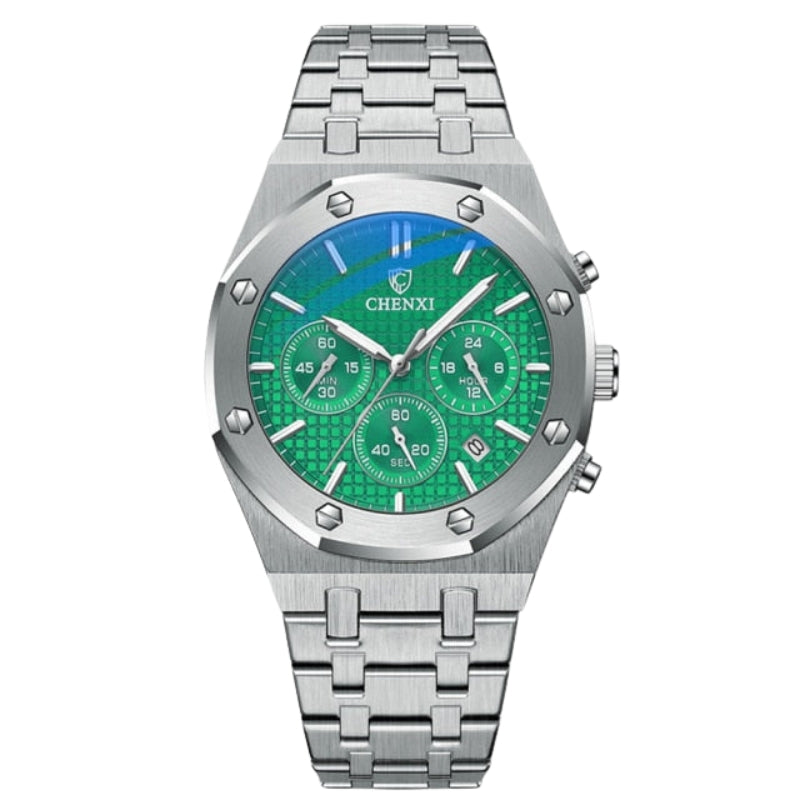 Classic Round Dial Watch with Adjustable Steel Strap