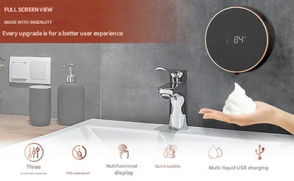 Cleon Automatic Soap Dispenser with Touchless Sensor LED Display and Rechargeable Wall Mount Design