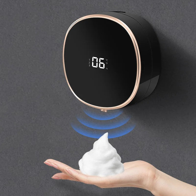 Cleon Automatic Soap Dispenser with Touchless Sensor LED Display and Rechargeable Wall Mount Design