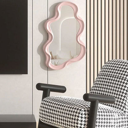 Cloud-Shaped Decorative Wall Mirror in ABS with Modern Curved Design