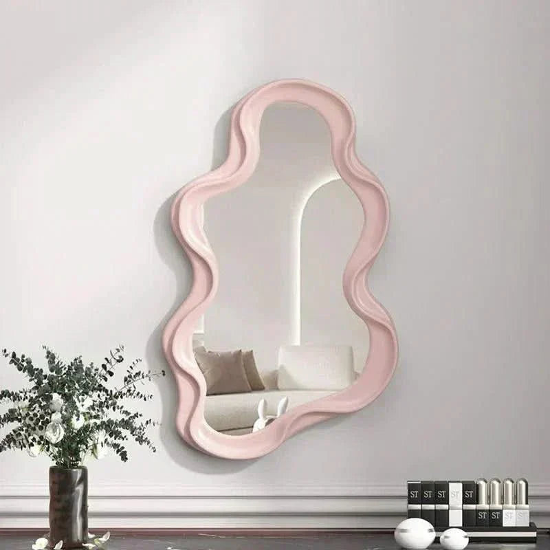 Cloud-Shaped Decorative Wall Mirror in ABS with Modern Curved Design