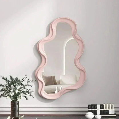 Cloud-Shaped Decorative Wall Mirror in ABS with Modern Curved Design