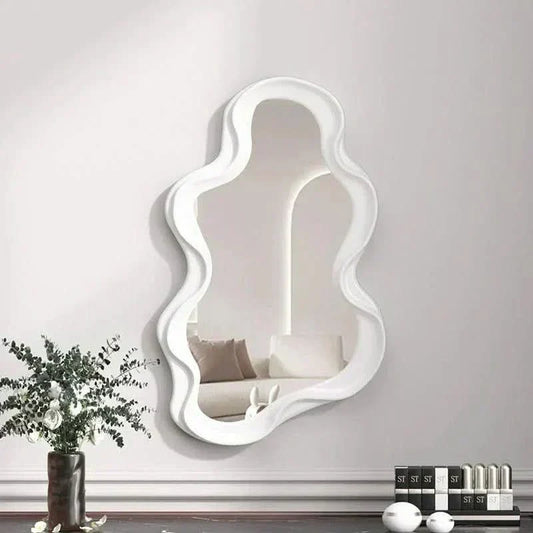 Cloud-Shaped Decorative Wall Mirror in ABS with Modern Curved Design