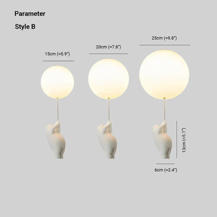CloudBear Kids Ceiling Light Bear Balloon LED Pendant for Nursery and Bedroom