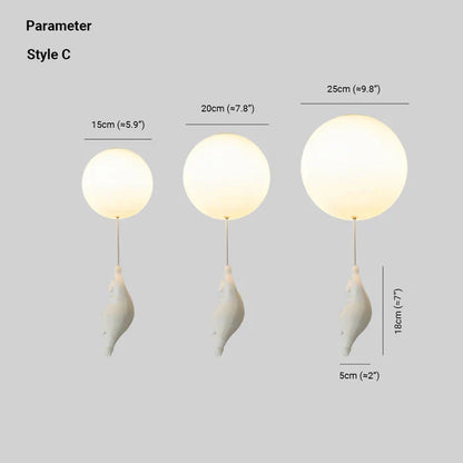 CloudBear Kids Ceiling Light Bear Balloon LED Pendant for Nursery and Bedroom