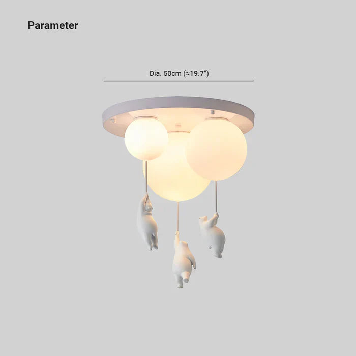 CloudBear Kids Ceiling Light Bear Balloon LED Pendant for Nursery and Bedroom