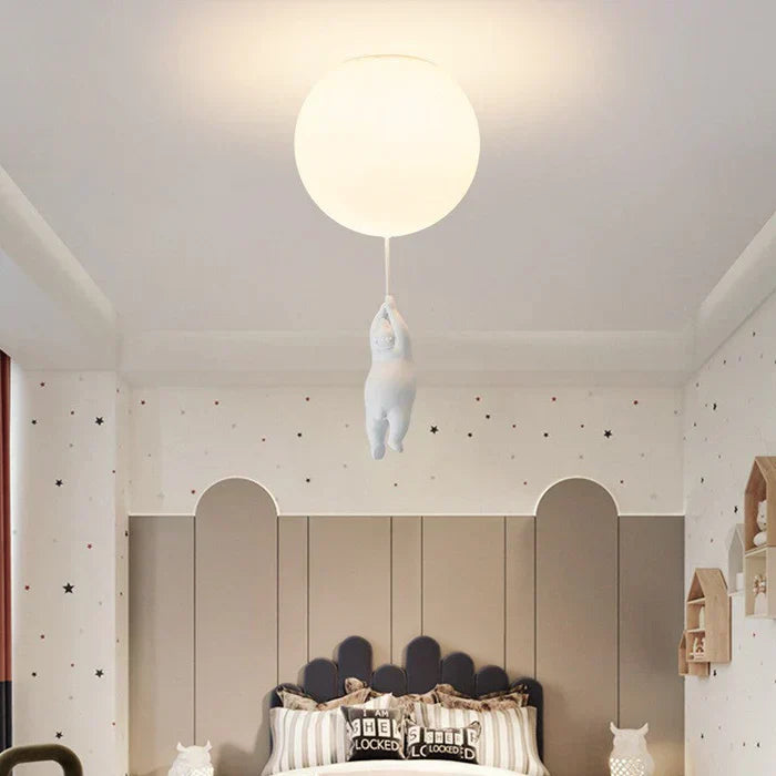 CloudBear Kids Ceiling Light Bear Balloon LED Pendant for Nursery and Bedroom