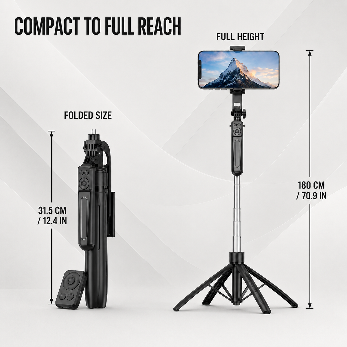 Collapsible Tripod and Selfie Stick with Bluetooth Remote