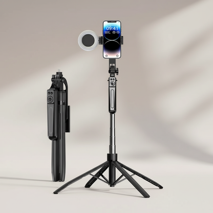 Collapsible Tripod and Selfie Stick with Bluetooth Remote