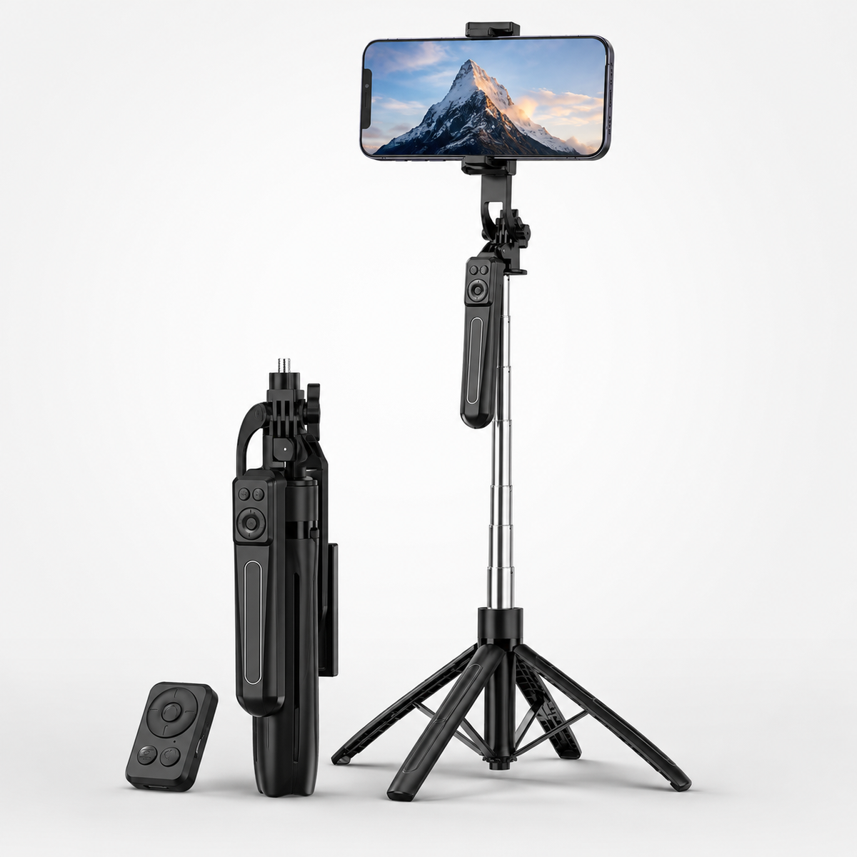 Collapsible Tripod and Selfie Stick with Bluetooth Remote