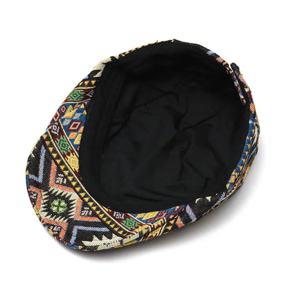 Colorful Retro Flat Cap with Adjustable Fit and Breathable Cotton for All Season Style