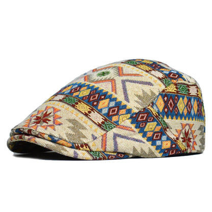 Colorful Retro Flat Cap with Adjustable Fit and Breathable Cotton for All Season Style
