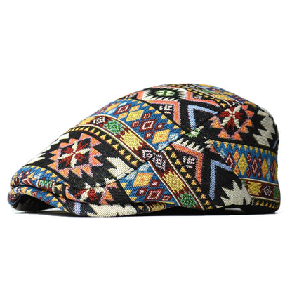 Colorful Retro Flat Cap with Adjustable Fit and Breathable Cotton for All Season Style
