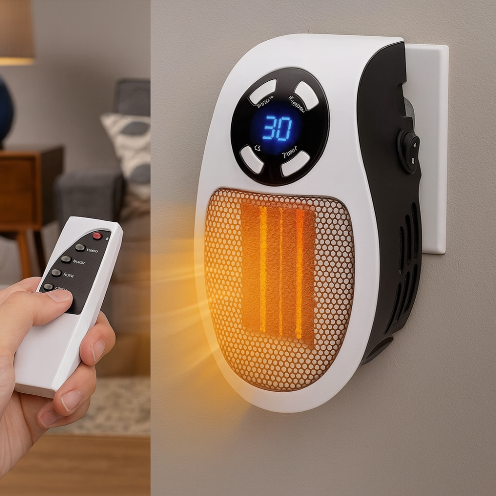 Compact 500W Electric Wall Heater with Remote Control