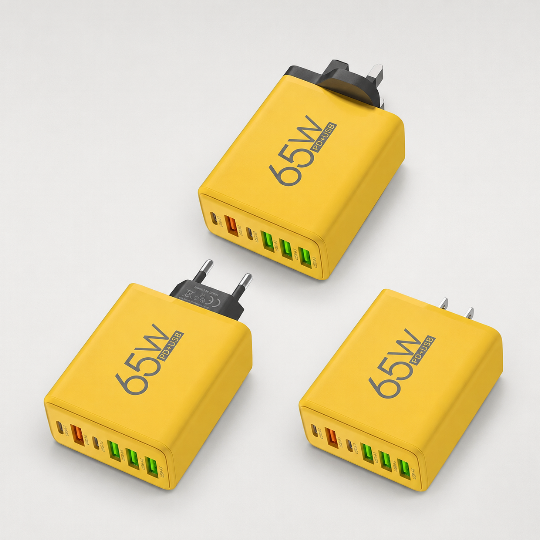 Compact 65W GaN Wall Charger with USB-C and USB-A Ports