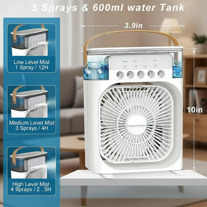 Compact Mini Air Cooler with 3 Speeds and Spray Modes