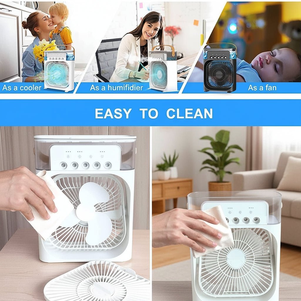 Compact Mini Air Cooler with 3 Speeds and Spray Modes
